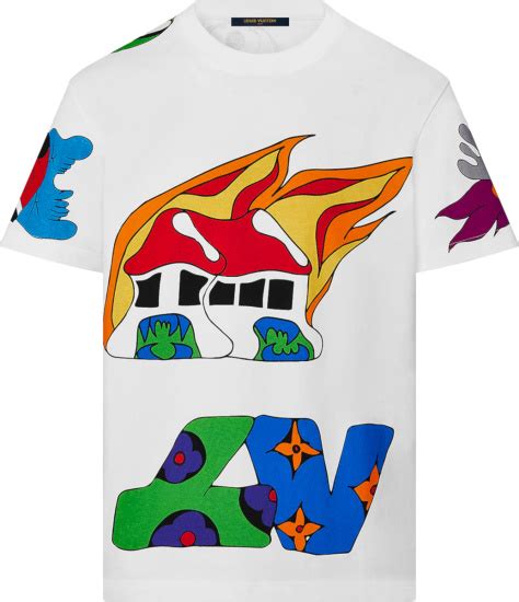 Louis Vuitton White 'Burning House' T